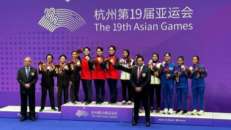 Acara penyampaian pingat kepada Pasukan Kata wanita Malaysia di Sukan Asia Hangzhou 2