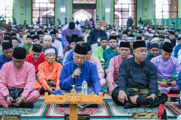 Solat Sunat Aidilfitri Tahun 1447H/2026M di Masjid Al-Azim, Masjid Negeri Melaka, Bukit Palah, Melaka